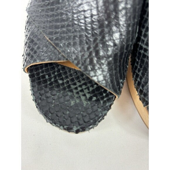 Coclico Richie Platform Sandals Black Snakeskin Snake 8 38.5 Block Heel - Picture 6 of 9